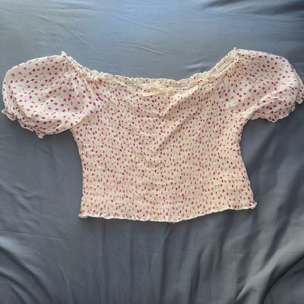 SOLD - Floral Off Shoulder Crop Top